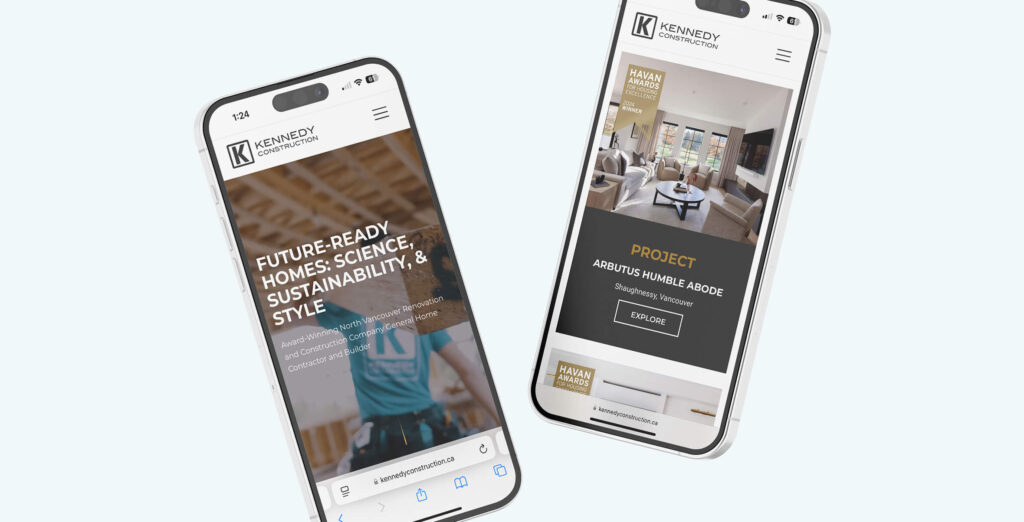 Kennedy Construction website on mobile