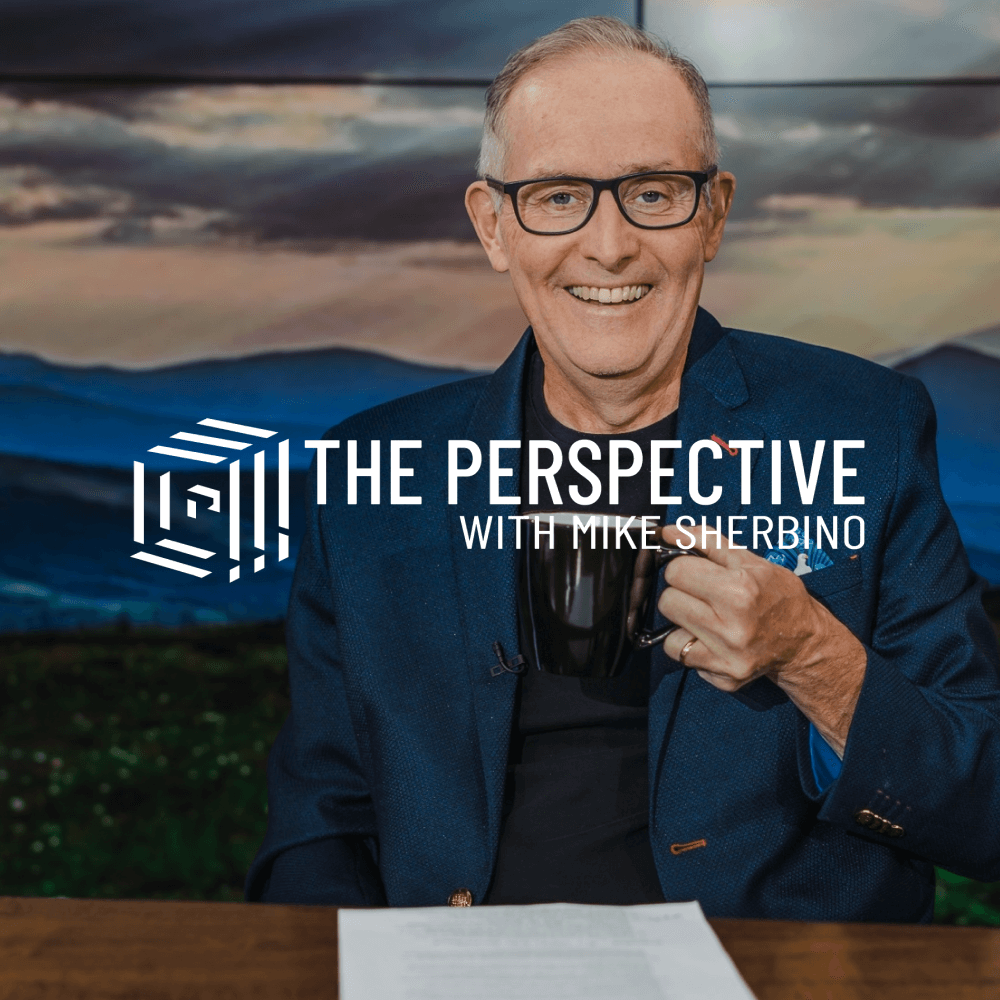 Rebranded logo and visual identity for The Perspective with Mike Sherbino podcast by Anchor Marketing, reflecting bold, faith-driven messaging