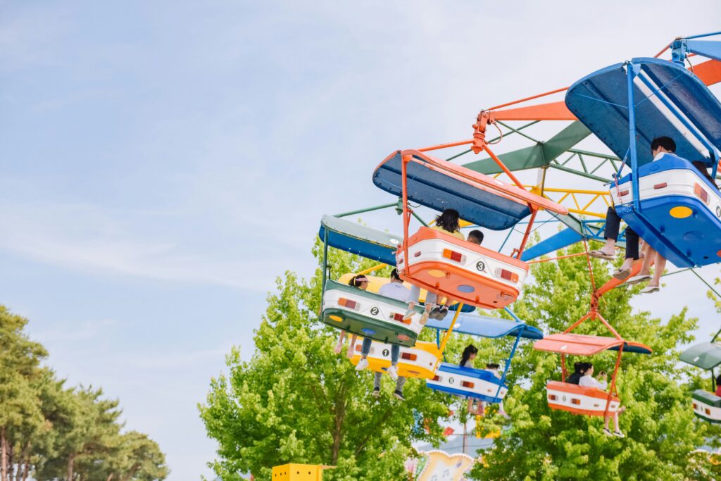 Playground with carts floating around.